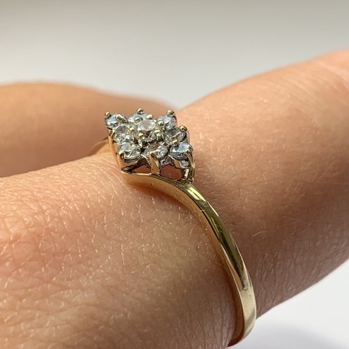 CZ Cluster Bypass Ring 14ct 14k Yellow Gold - Size S - Picture 3 of 9