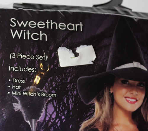 Sexy Erwachsene Halloween Schatz Hexe Kostüm mit Besen Kokette Gr. Small/Med - Bild 4 von 6