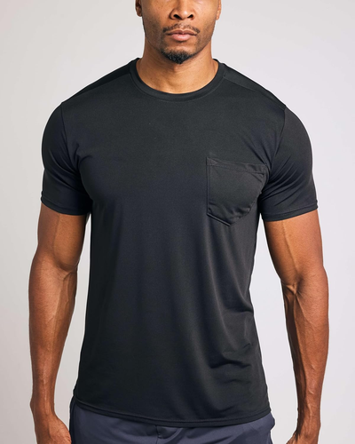 Real Essentials 4 Pack: Men'S Dry-Fit Short Sleeve Pocket Crew Performance Athle - Picture 4 of 5