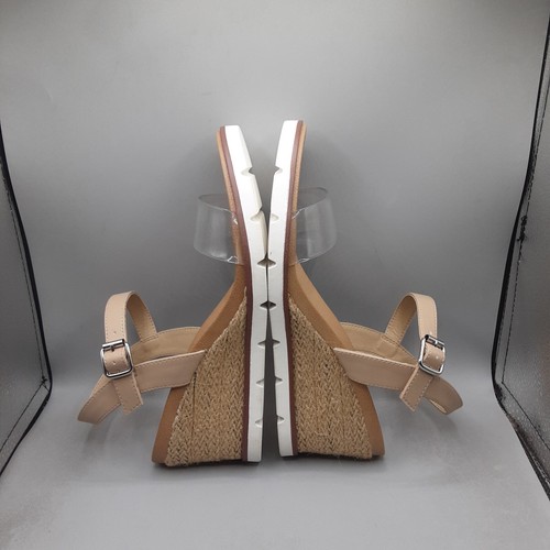 Mia Bradi Espadrille Wedge Sandals Women's 8.5M Beige Clear D398 - Picture 4 of 9