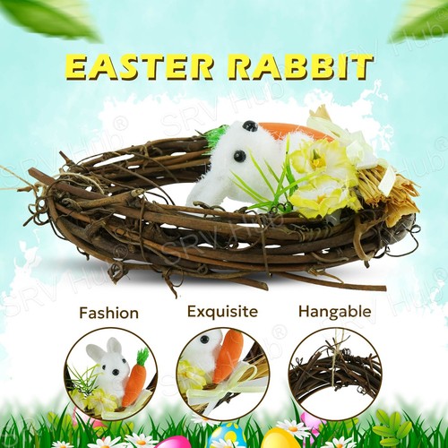 Miniature Nests Hen Chenille Chick in Basket Easter Wreath Hanging Decoration - Picture 21 of 68