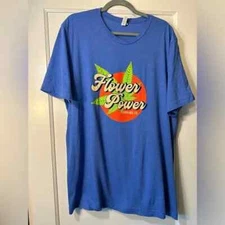NEW Blue Flower Power Cannabis Co Tee Unisex NWOT Cotton t-Shirt Size 2XL