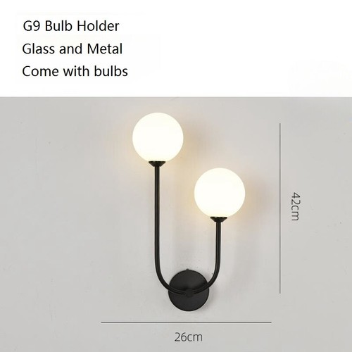 Glass Wall Lights Bedroom Wall Lamp Hotel Wall Sconce Lobby Black Wall Lighting - Picture 2 of 5