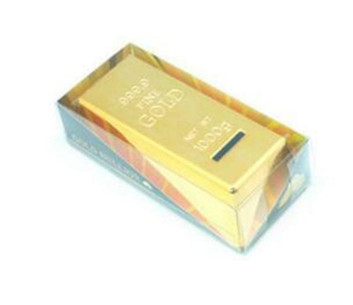 Gold Bullion Bar Piggy Bank Brick Coin Bank Saving Money Box - Picture 4 of 7