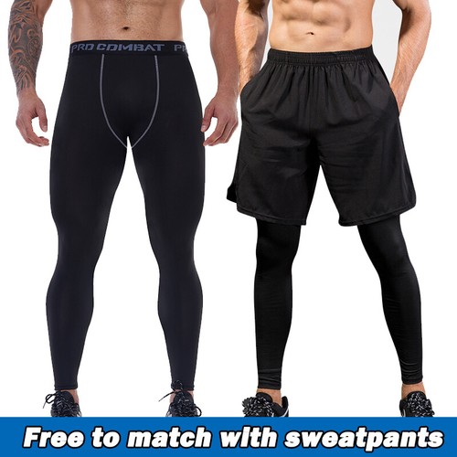 Men Sports Compression Set Suit Tank Pants Fitness Under Skin Base Layer Tights - Picture 12 of 20