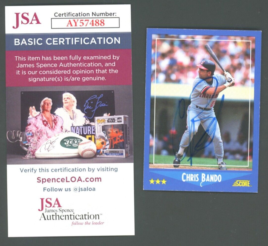 Chris Bando Signed 1988 Score #172 Indians AUTO JSA COA