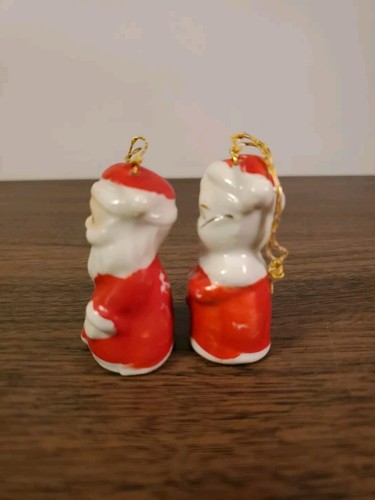 Vintage Santa Claus and Misses Claus Matching Bell Christmas Ornaments Japan - Picture 3 of 5