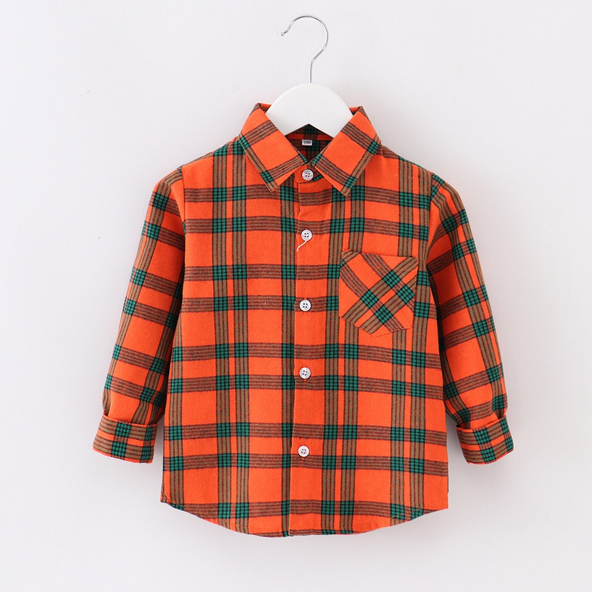 Toddler Boy Lapel Collar Button Design Short-sleeve Plaid Shirt