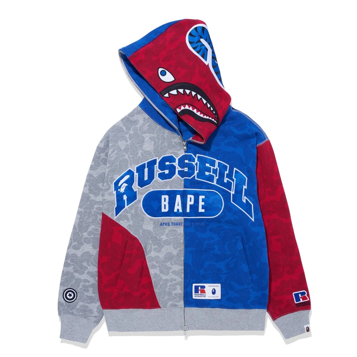 A BATHING APE® スカジャン A BATHNIG APE Men's BAPE x RUSSELL SHARK FULL ZIP HOODIE