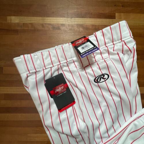 Rawlings Youth Semi-Relaxed 150 Cloth Pinstripe Pant White/Red 2XL - Picture 2 of 11
