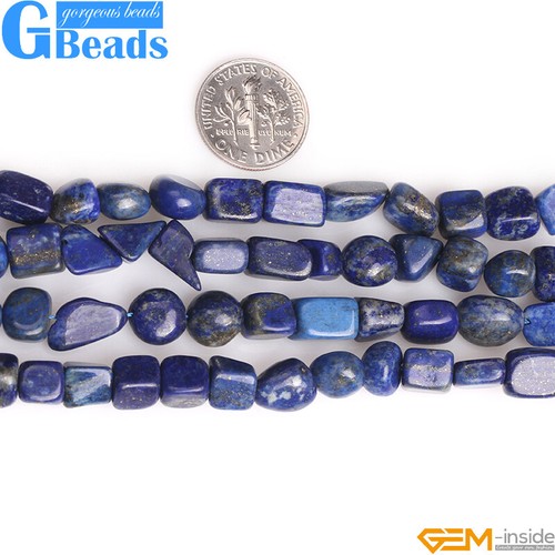 Cuentas de piedras preciosas de forma libre de lapislázuli azul de 8x10 mm para hacer joyas filamento de 15" - Imagen 6 de 7