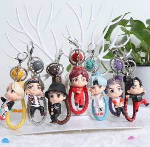 Porte-clés BANGTAN garçons BTS avec sangles en cuir synthétique et cloches réelles KPOP - Photo 5 sur 8