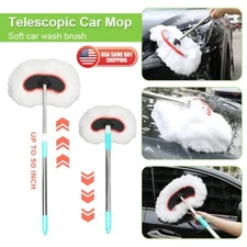 50" Extension Long Handle Microfiber Car Wash Mop Soft Brush Kit Cleaning Tool