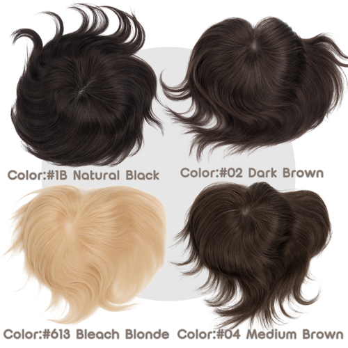 Thin PU Human Hair Topper Reaplcement Systems For Bald Spots TOP Hairpiece 5*5cm - Picture 4 of 35