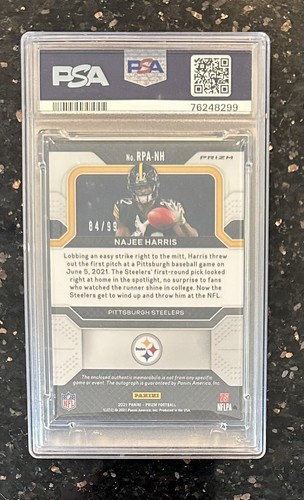 2021 PRIZM SILVER /99 RPA Najee Harris Steelers #RPANH AUTO PSA 8 - Bild 2 von 2
