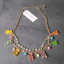 Betsey Johnson Gummy Bear Necklace, Gold Tone, New with Tag