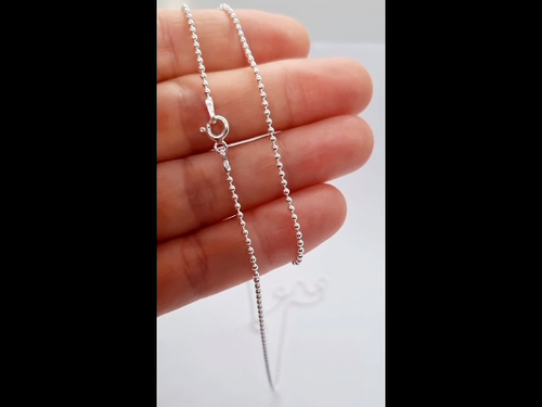 Sterling Silver Chain Necklace Ball Bead Stamped 925 - 18inch - 1.2mm - Vídeo 1 de 1