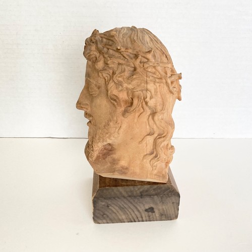 Vintage Carved Wood Jesus Bust Statue Head - Picture 4 of 11