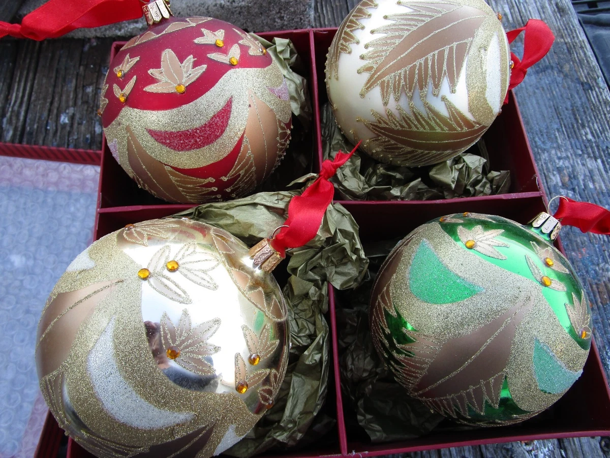 Set of 4 WATERFORD Christmas Ornaments New in box w tag Hand Blown