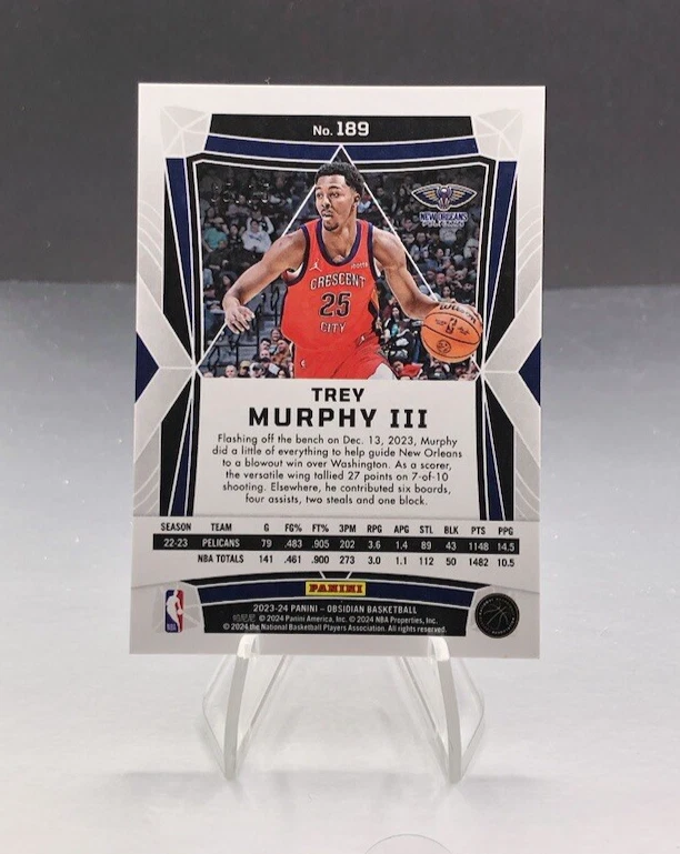 2023-24 Obsidian Electric Etch Reggae Flood Prizm  /75 Trey Murphy III #189 SP - Image 2 of 3
