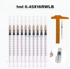10-100Pc 1ml Injection syringe with Cap Free Gray Tips Individually Sterile Pack