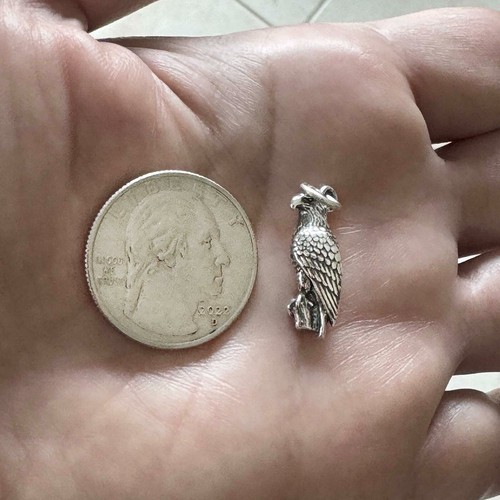 Bald Eagle Bird of Prey 3D 925 Solid Sterling Silver Charm Pendant Heavy 5 grams - Picture 5 of 6