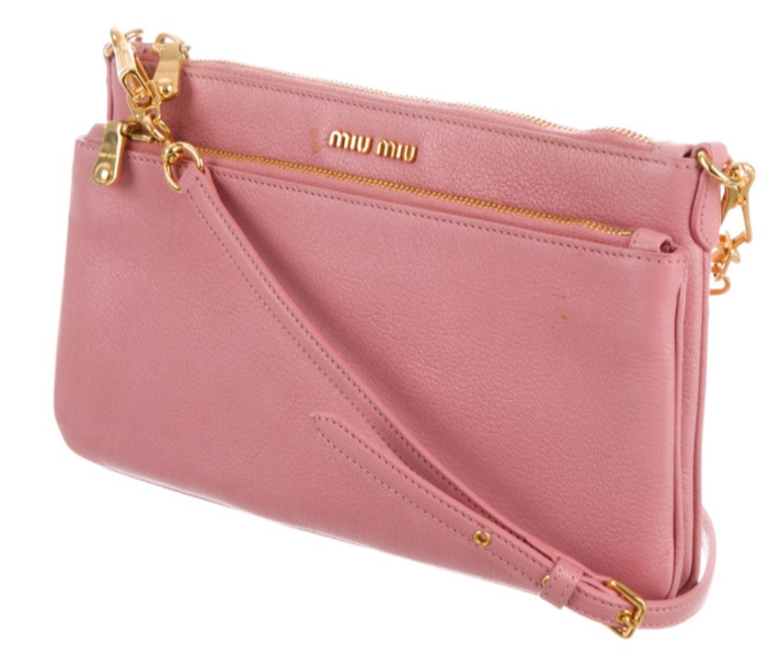 MIU MIU Leather Double Zip Crossbody Bag Pink | eBay