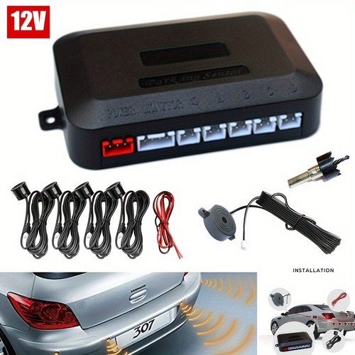 US STOCK 12V Parking 4 Sensors Car Reverse Backup Rear Radar System Sound Alarm - Picture 2 of 9