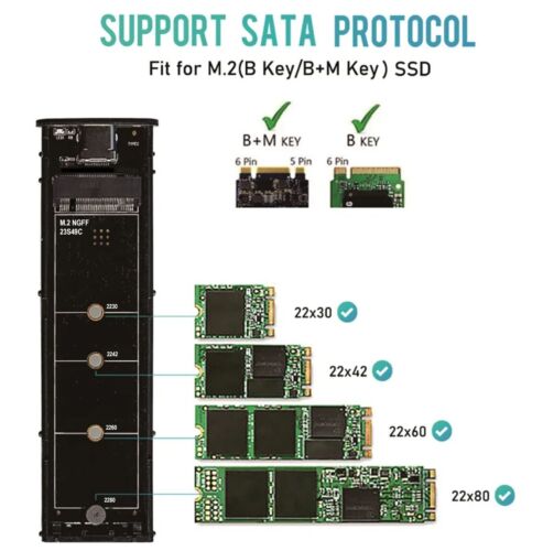 Adaptateur de boîtier SSD USB 3.1 vers M.2 NGFF, adaptateur UASP SuperSpeed - Picture 2 of 5