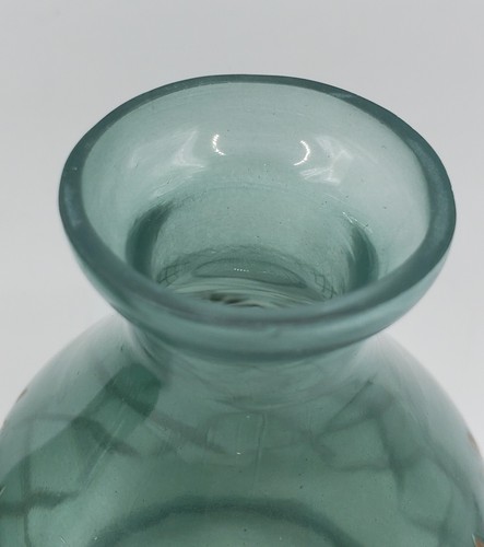 Green Teal Glass Bottles With Decorative Golden Lines Vintage Vase Decorative - Picture 6 of 12