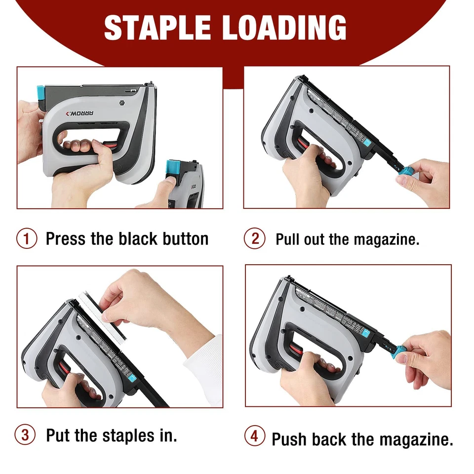 Arrow Cordless Staple Gun Kit Electric Stapler 3750PC 1/4" 3/8" 1/2" T50 Staples - Image 3 of 4