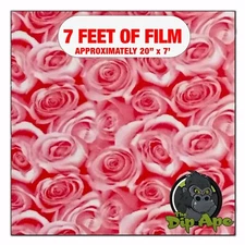 Hydrographic film Pink Roses on White hydro dipping 7' x 20" hydro dip
