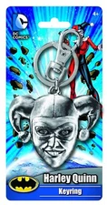 DC Comics Batman Harley Quinn Head Pewter Metal Key Chain Ring Keychain Keyring