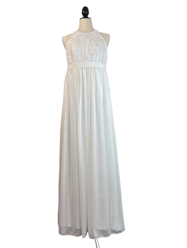 Davids Bridal Wedding Dress Size 10 Halter Embroidered Beach Minimalist sdwg0140 - Picture 2 of 20