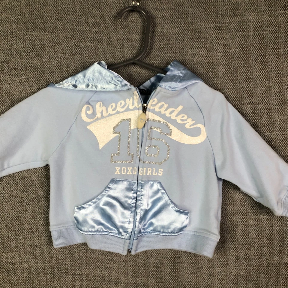 XOXO Chaqueta Bebé Niñas 12M Meses Azul Cremallera Completa Con Capucha Animadoras Informal Foto 2 de 4