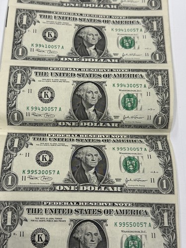 $1 UNCUT SHEET ONE DOLLAR BILLS $1x8 2003 UNITED STATES CURRENCY MONEY UNCIRCUL - Picture 2 of 4