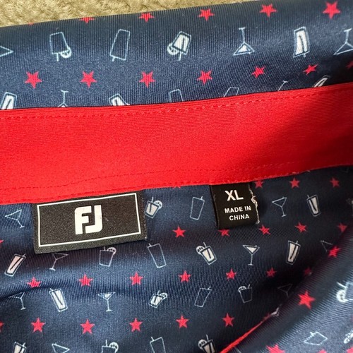 Footjoy Golf Polo Shirt Mens XL drinks Print 4th july patriotic Performance - Picture 3 of 13
