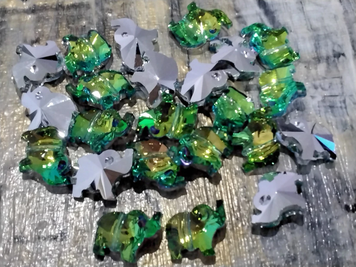 Electroplated Faceted Glass Bead, Elephant, 13x15x7mm, Green Yellow, 10 Pce.