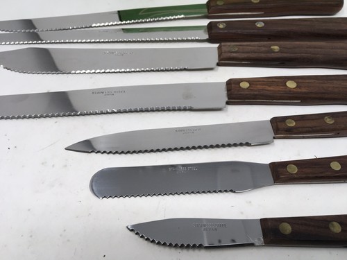 Vtg 15Pc Cutlery Knife  Set Stainless Steel Rosewood Handles Japan Look Unused - Bild 4 von 12