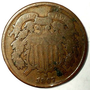 1867-P-2C-Copper-Two-Cent-Piece-19wtl0226-Only-50-Cents-for-Shipping