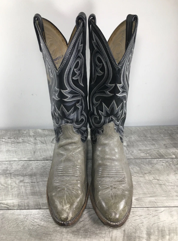  Botas vaqueras Western Roper de cuero negras y verdes Dan Post de colección 8,5 Foto 3 de 4