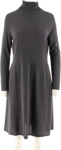 Dennis Basso Longa Slv Fit Flare Vestido suéter gola alta Carvão Xl Nova A284817 | eBay