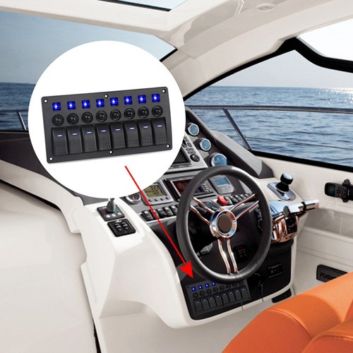 Interruptor basculante LED de 8 velocidades panel disyuntor impermeable para coche barco RV - Imagen 11 de 12