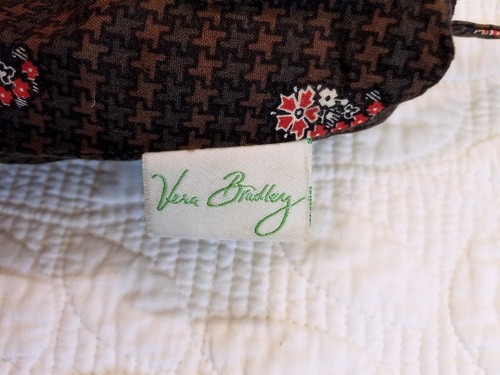 Vera Bradley “Molly” Handbag in Houndstooth Brown, Rare, Retired Pattern 5" Deep - Picture 8 of 12