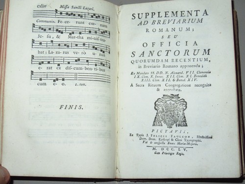 1755 PROPRIUM SANCTORUM PICTAVIENSIS Psalmody, Catholic Liturgy, Breviary, Music - Picture 18 of 24