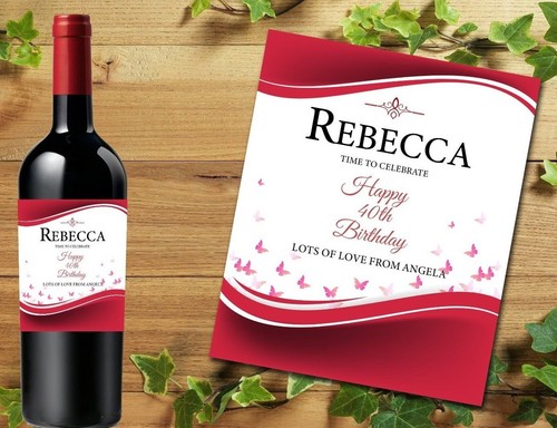 PERSONALISED RED WINE BOTTLE LABEL BIRTHDAY GIFT ANY OCCASION DETAILS  - Picture 1 of 2