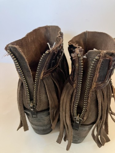 Freebird by Steven Chief Ankle Boot Size 8 Leather Brown Fringe Chic Biker EUC - Picture 7 of 10