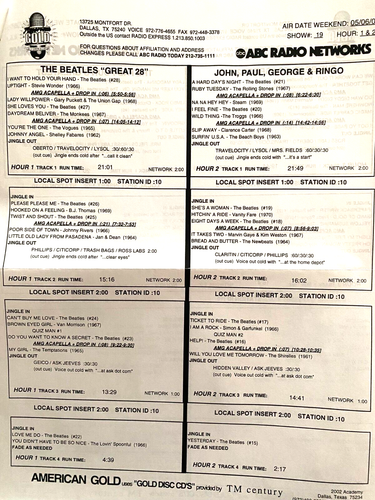 5/6/00 DICK BARTLEY'S AMERICAN GOLD FEATURES BEATLES GREAT 28 CHRONOLOGICAL HITS - Picture 2 of 3