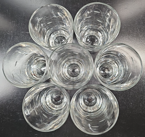 (7) Libbey Windswept 10 Oz Tumblers Set Vintage Clear Floral Cut Glasses MCM Lot - Picture 13 of 24