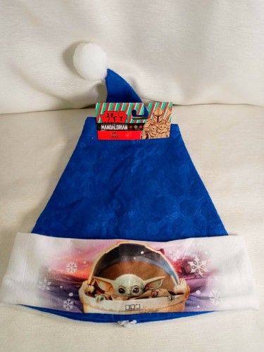 Star Wars Baby Yoda Felt Santa Hat Holiday The Mandalorian Blue Christmas - Picture 2 of 4